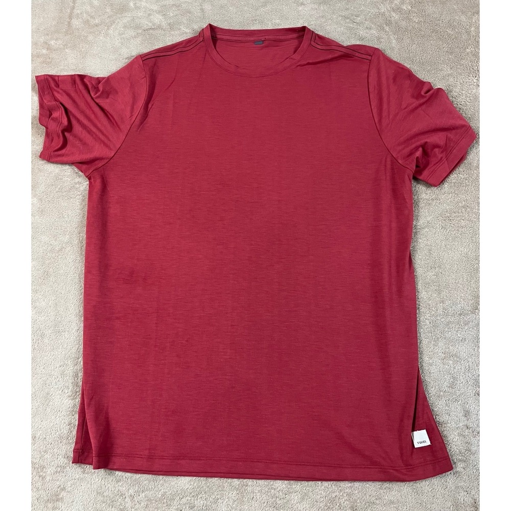 Vuori Current Tech Tee Shirt Men Large Red Short Sleeve Comfy Lightweight EUC